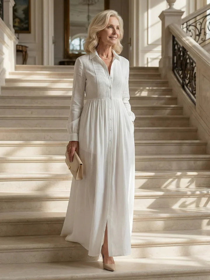 Women's Relaxed Ruched Dress with Button Front - photo 5