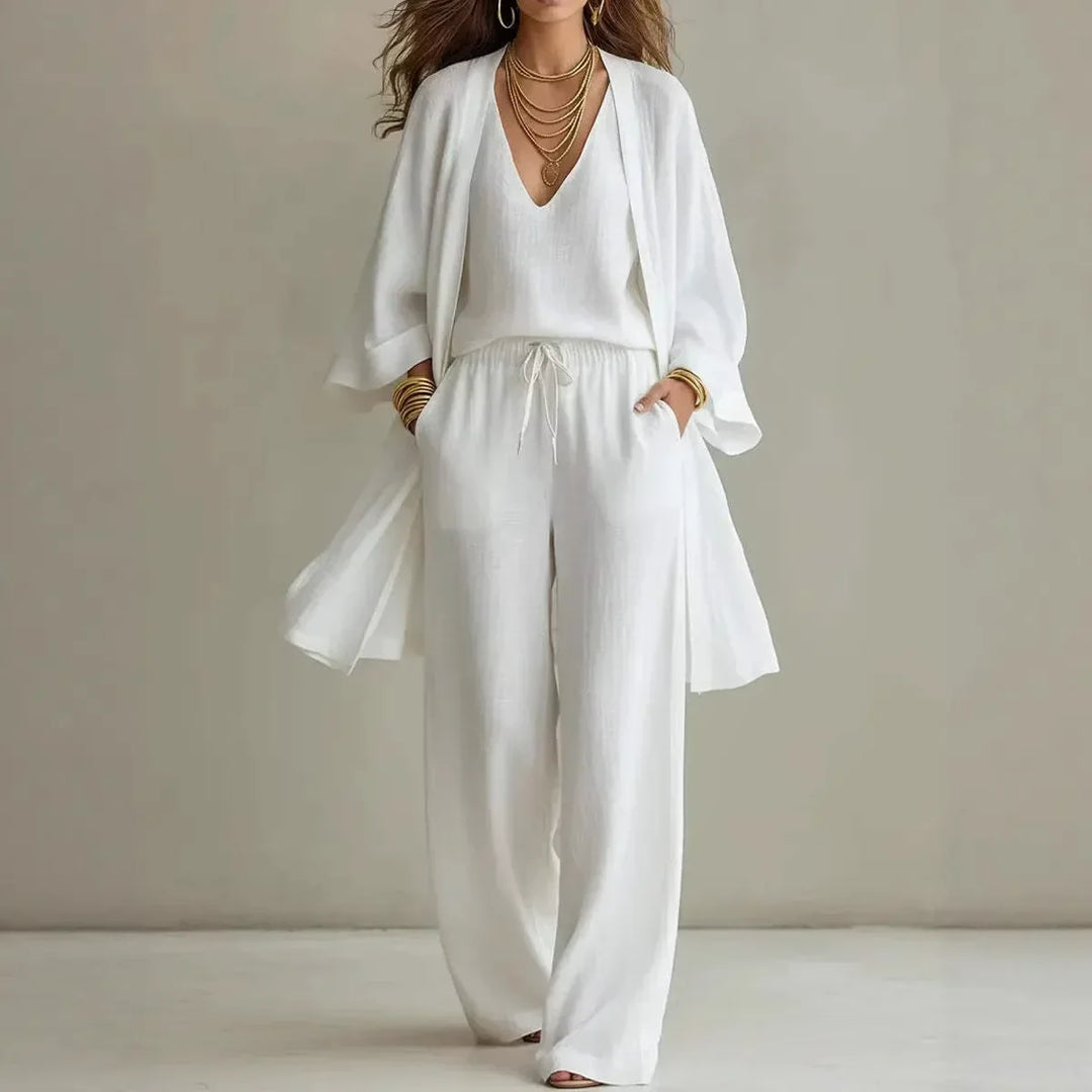 Women's Relaxed Wide-leg Three-piece Lounge Set - photo 1