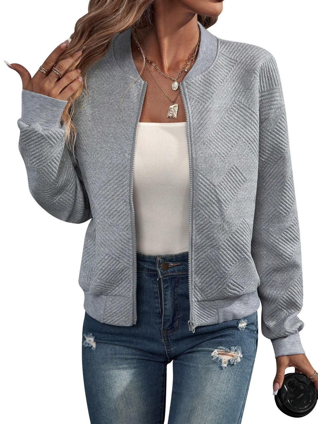 Women's Relaxed Zip-Front Bomber Jacket - photo 10