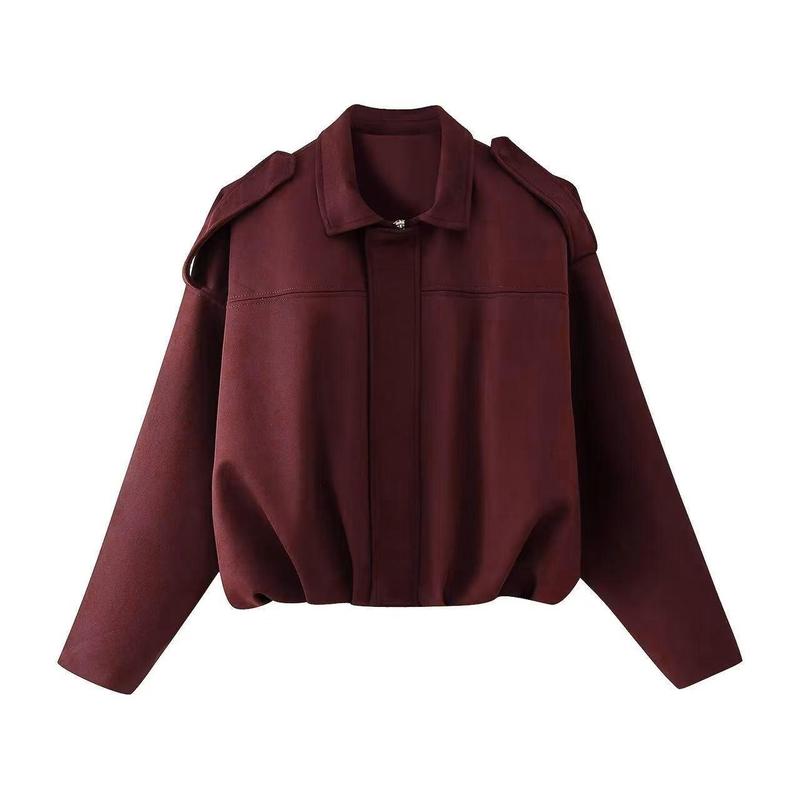 Women's Relaxed Zip-Front Bomber Jacket with Collar - photo 2
