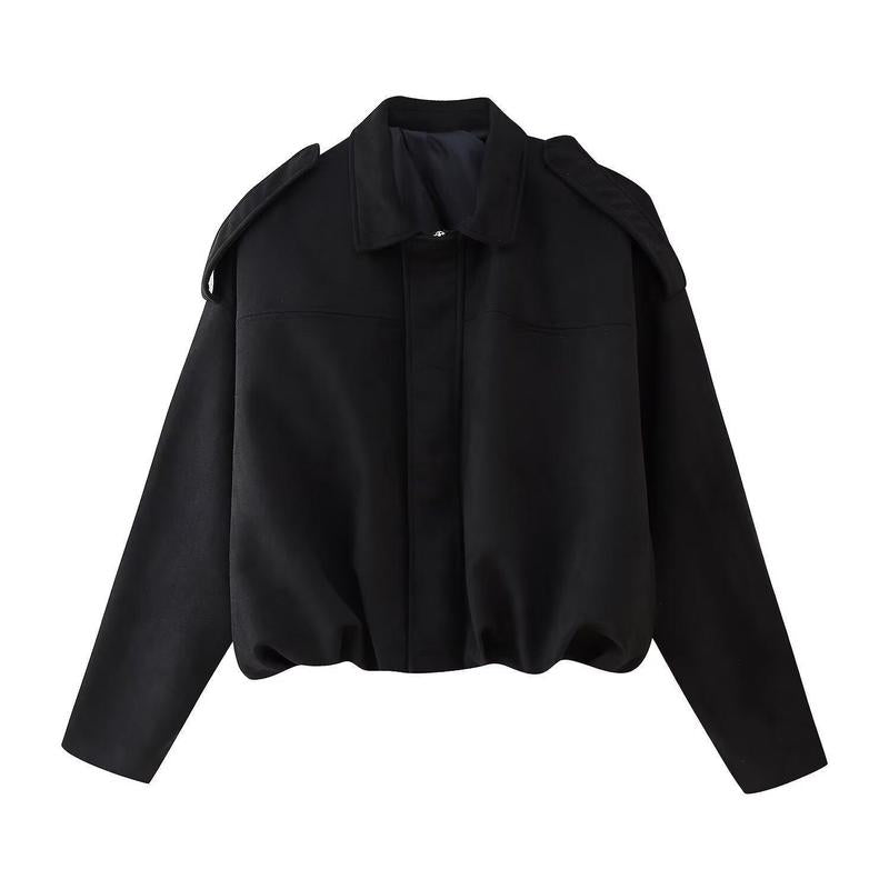 Women's Relaxed Zip-Front Bomber Jacket with Collar - photo 3