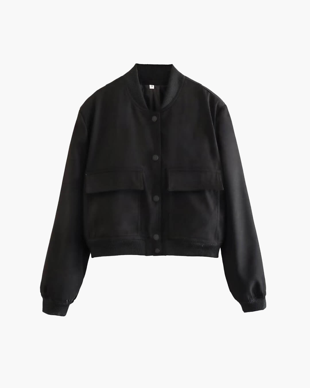Women's Relaxed Zip-Front Ribbed Cuffs Bomber Jacket with Collar - photo 2