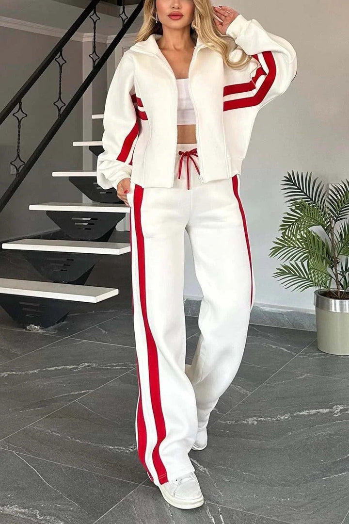 Women's Zip-Front Tracksuit Jacket with Contrast Stripes - photo 1
