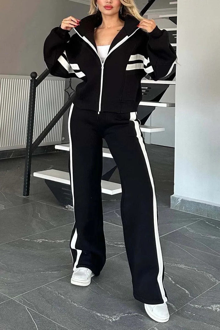 Women's Zip-Front Tracksuit Jacket with Contrast Stripes - photo 2