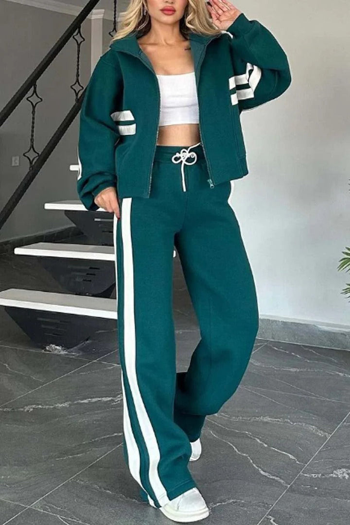 Women's Zip-Front Tracksuit Jacket with Contrast Stripes - photo 3