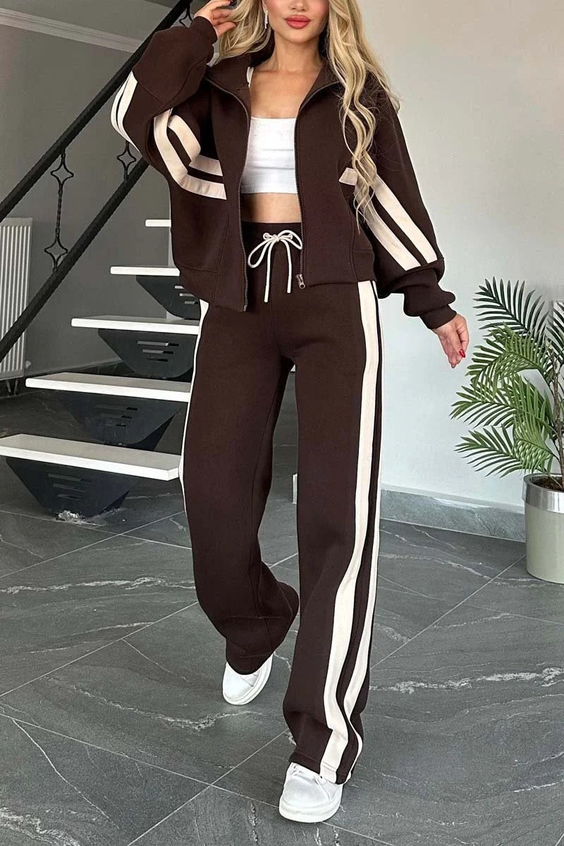 Women's Zip-Front Tracksuit Jacket with Contrast Stripes - photo 4