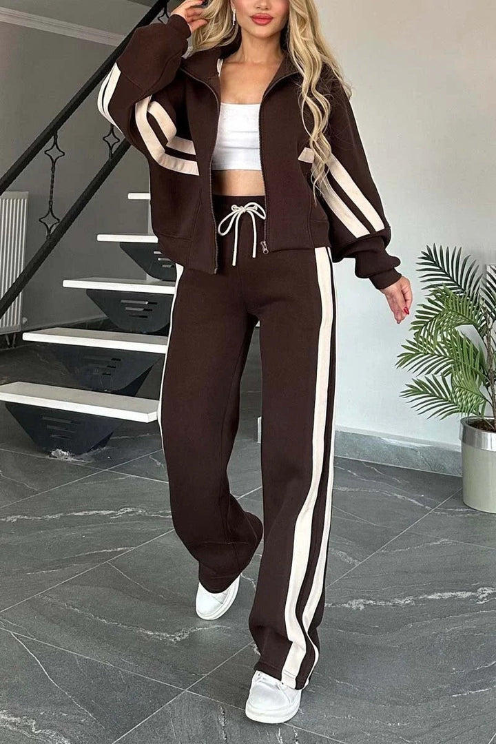 Women's Zip-Front Tracksuit Jacket with Contrast Stripes - photo 4