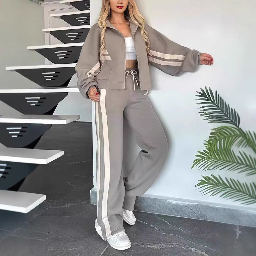 Women's Zip-Front Tracksuit Jacket with Contrast Stripes - photo 5