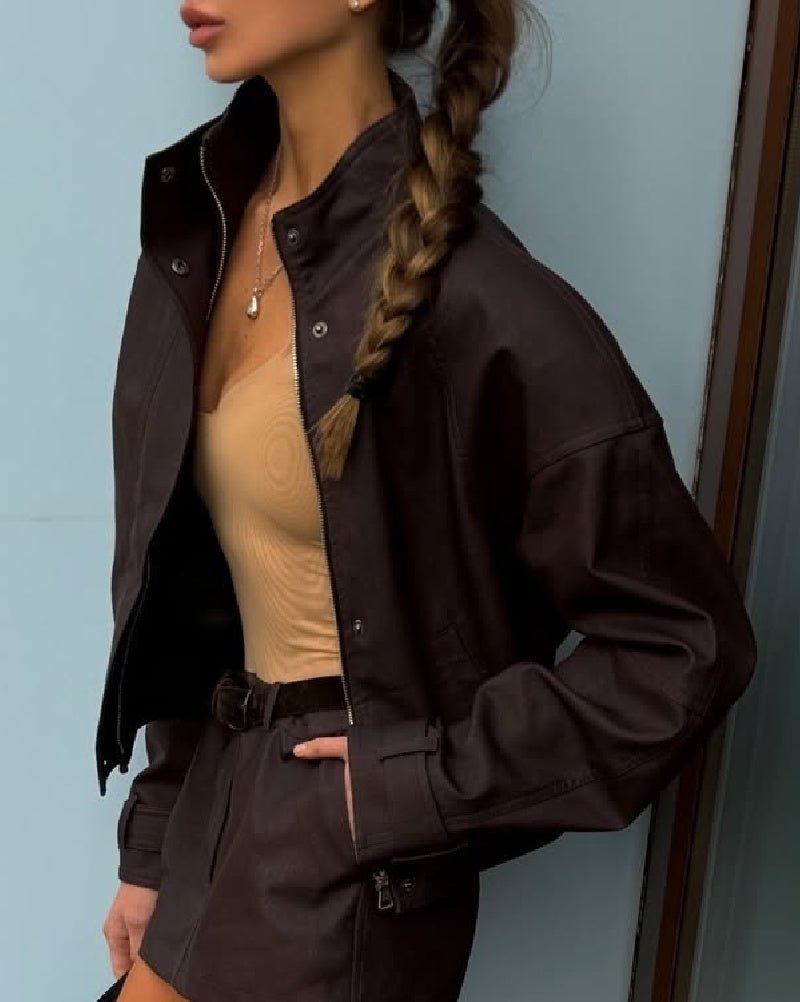Women's Zip-Front Jacket with Collar and Chest Pockets - photo 10
