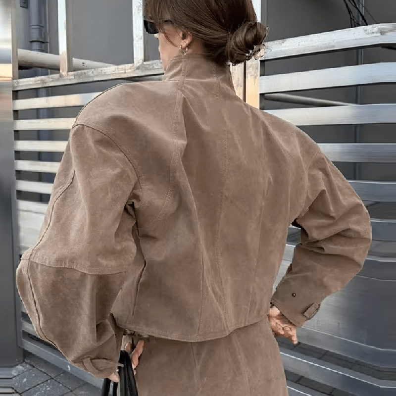 Women's Zip-Front Jacket with Collar and Chest Pockets - photo 5