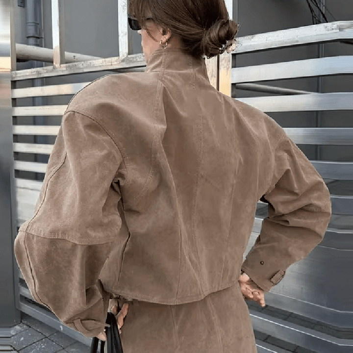Women's Zip-Front Jacket with Collar and Chest Pockets - photo 5