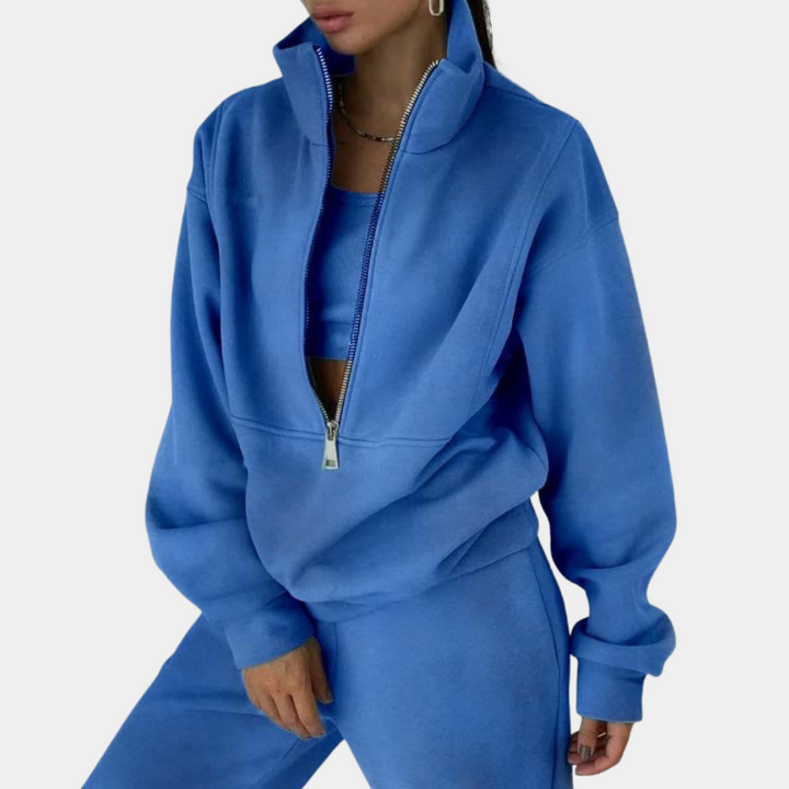Women's Relaxed Zip-Front Two-Piece Set with Elasticated Waist - photo 2