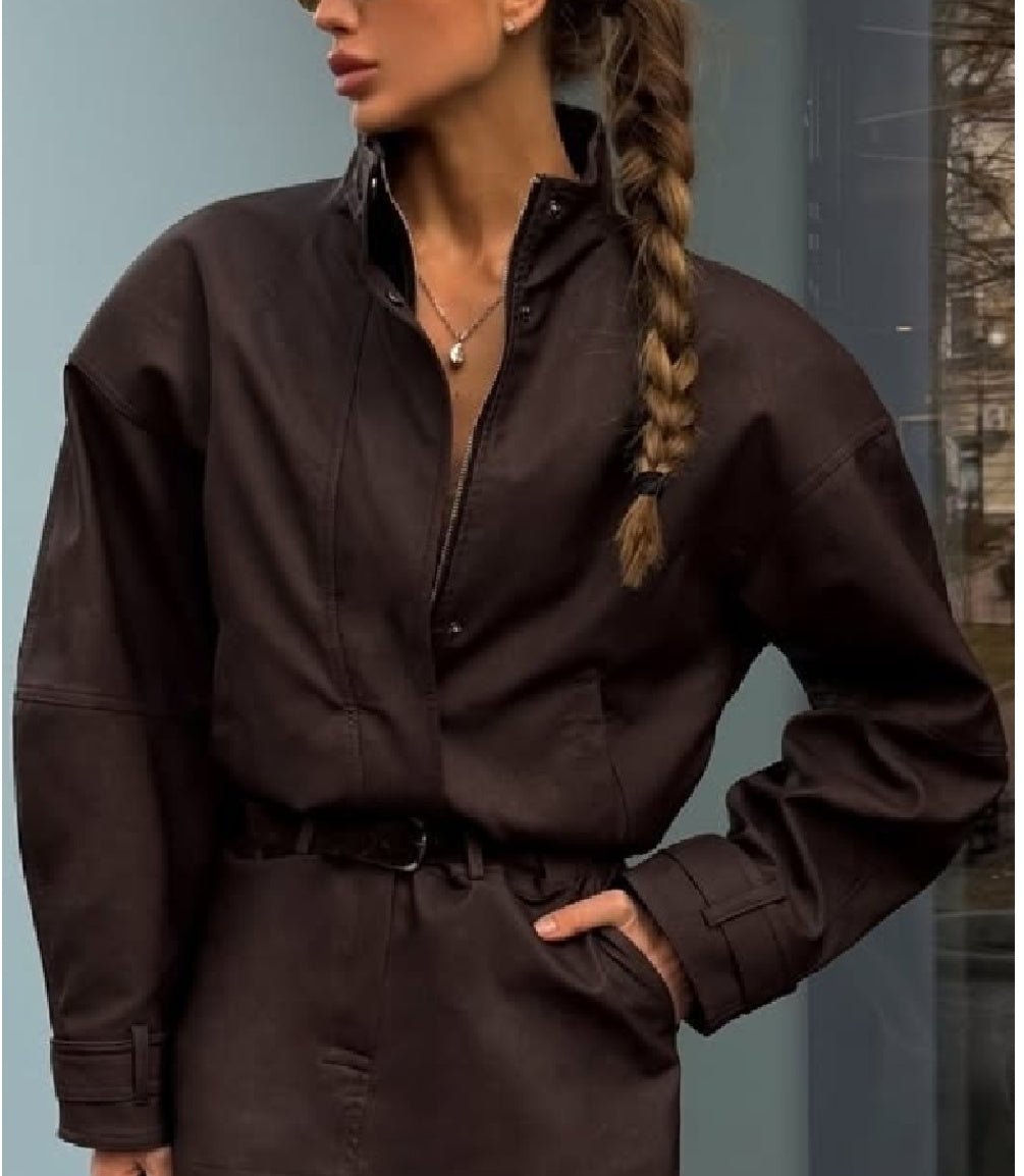 Women's Relaxed Zip-Front Two-Piece Set with High Waist - photo 2