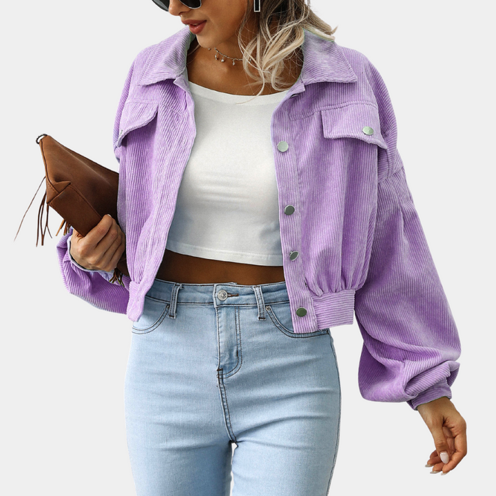 Women's Ribbed Button-Front Jacket with Side Pockets - photo 2