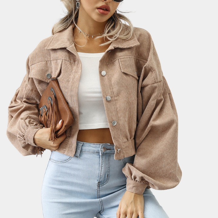Women's Ribbed Button-Front Jacket with Side Pockets - photo 3