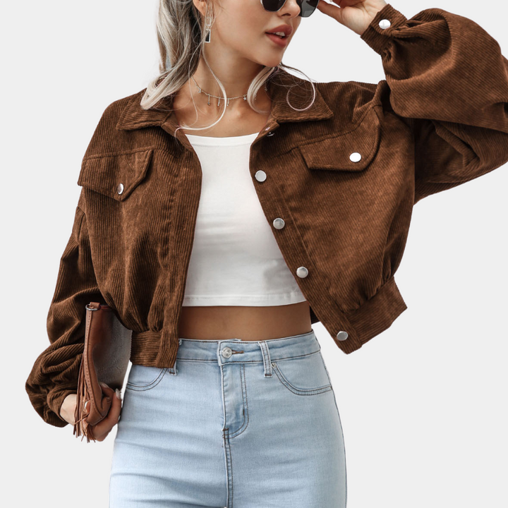 Women's Ribbed Button-Front Jacket with Side Pockets - photo 4