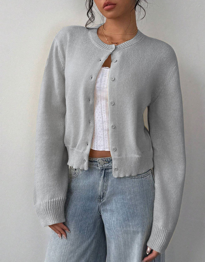 Women's Ribbed Cropped Cardigan with Button Front - photo 4