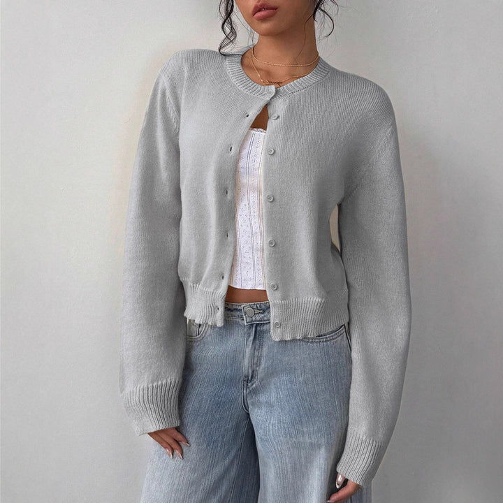 Women's Ribbed Cropped Cardigan with Button Front - photo 7