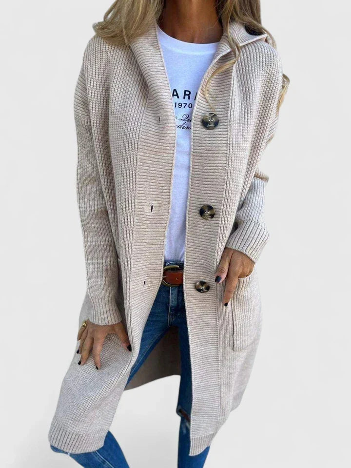 Women's Ribbed Longline Cardigan with Button Front - photo 1