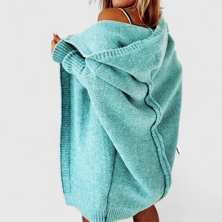 Women's Ribbed Relaxed Cardigan with Hood - photo 1