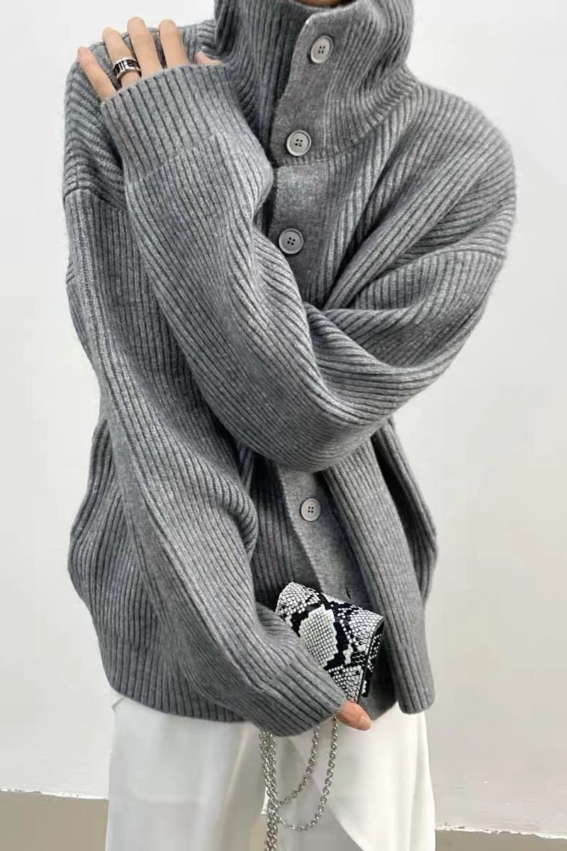 Women's Ribbed Relaxed Cardigan with Ruching - photo 3