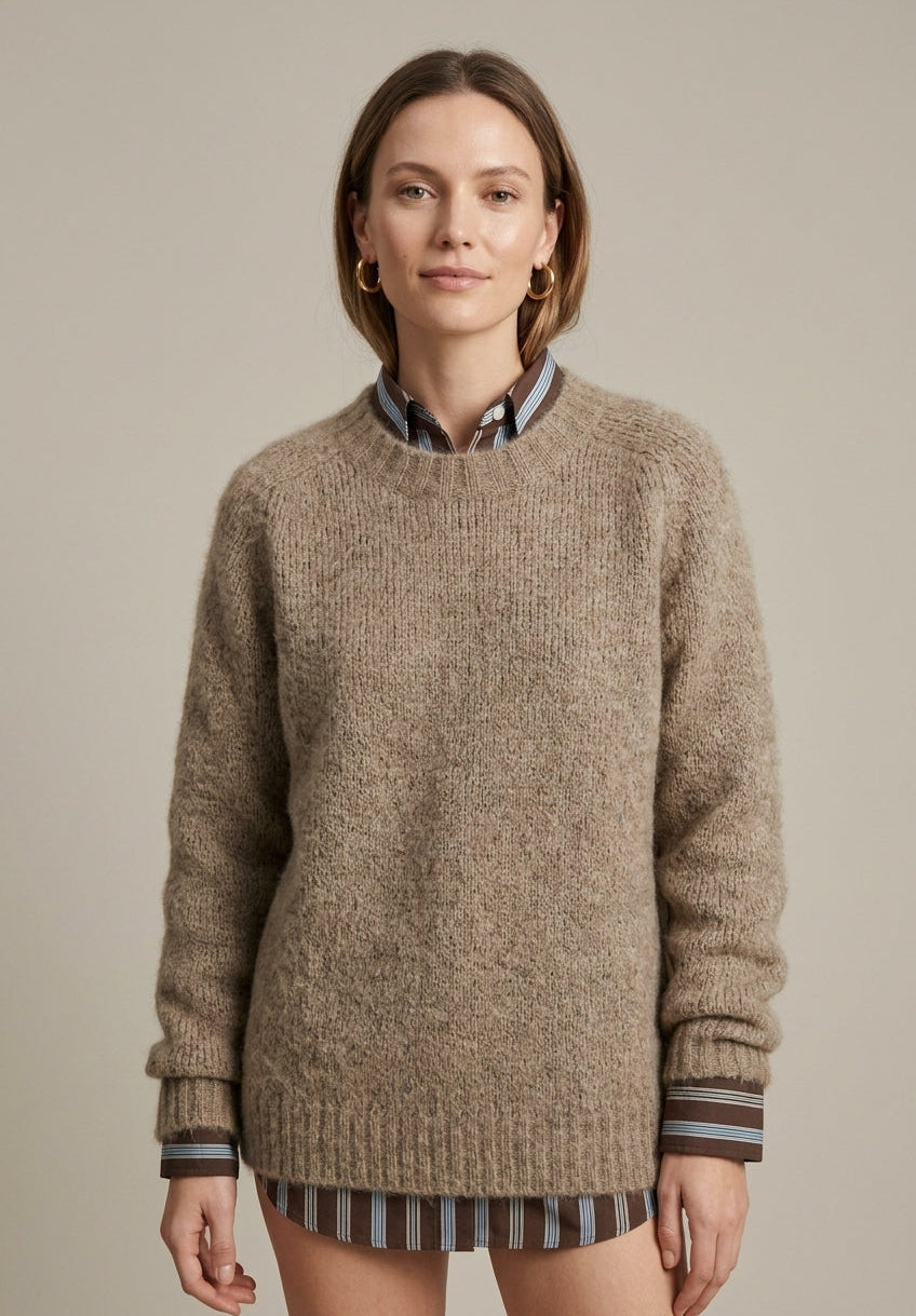 Women's Ribbed Relaxed Jumper with V-Neck - photo 1