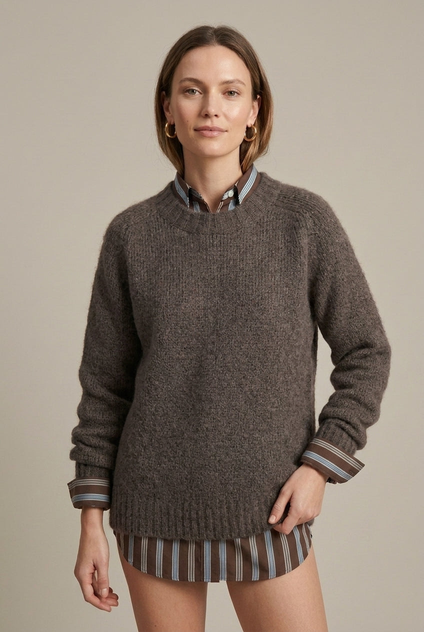 Women's Ribbed Relaxed Jumper with V-Neck - photo 2