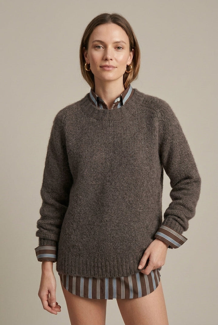 Women's Ribbed Relaxed Jumper with V-Neck - photo 2