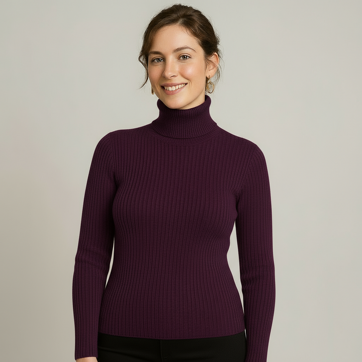 Women's Ribbed Slim-Fit Jumper with Roll Neck - photo 1