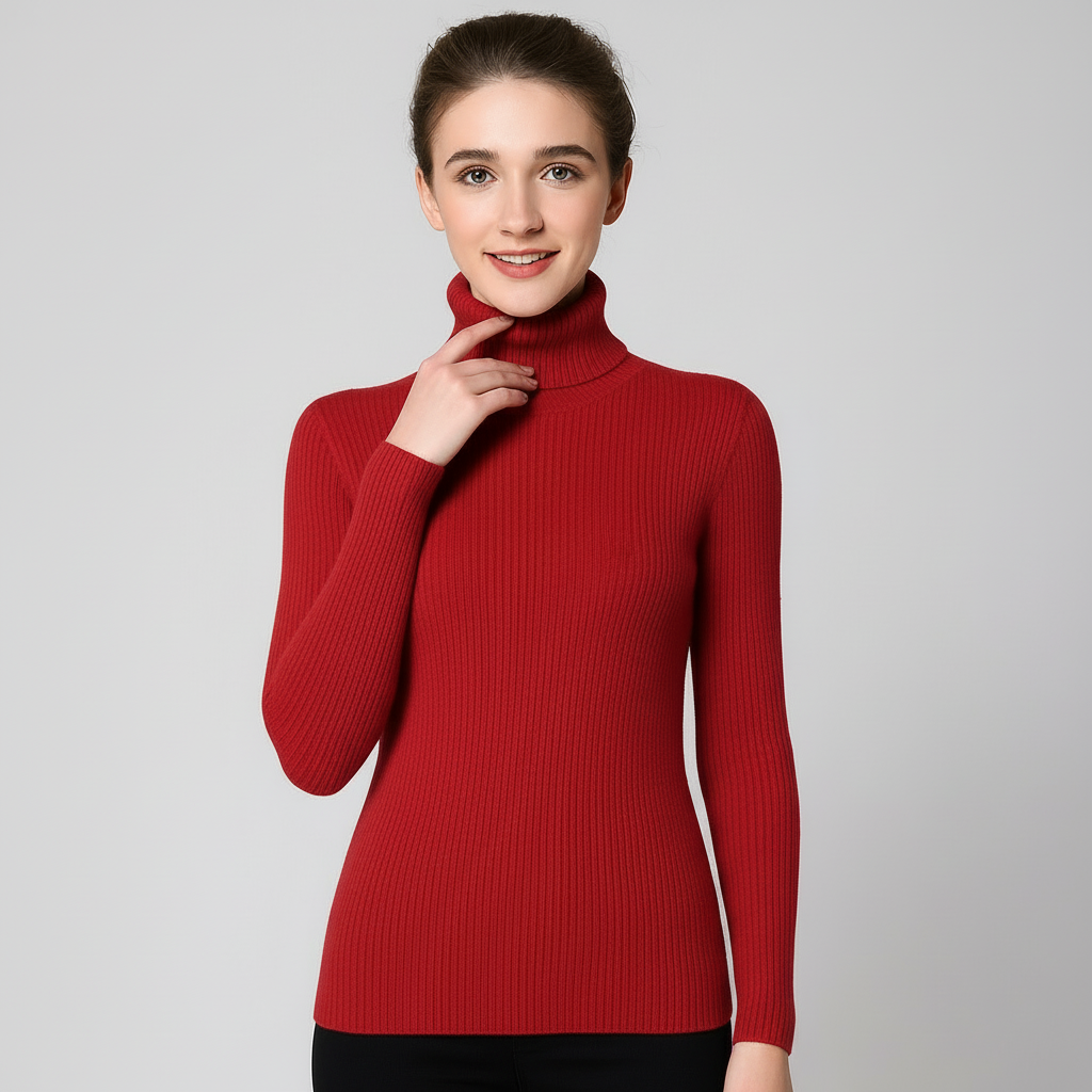 Women's Ribbed Slim-Fit Jumper with Roll Neck - photo 10