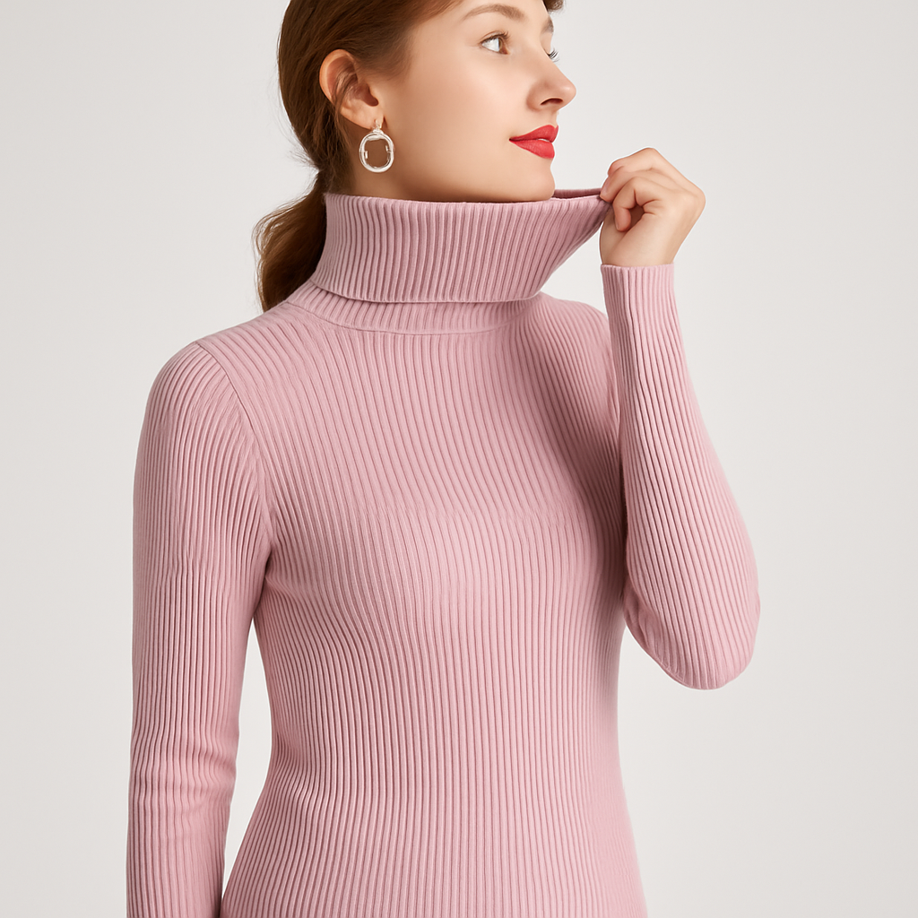 Women's Ribbed Slim-Fit Jumper with Roll Neck - photo 3