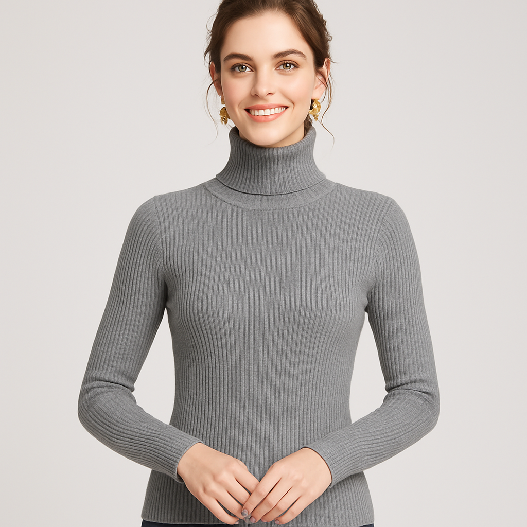 Women's Ribbed Slim-Fit Jumper with Roll Neck - photo 6