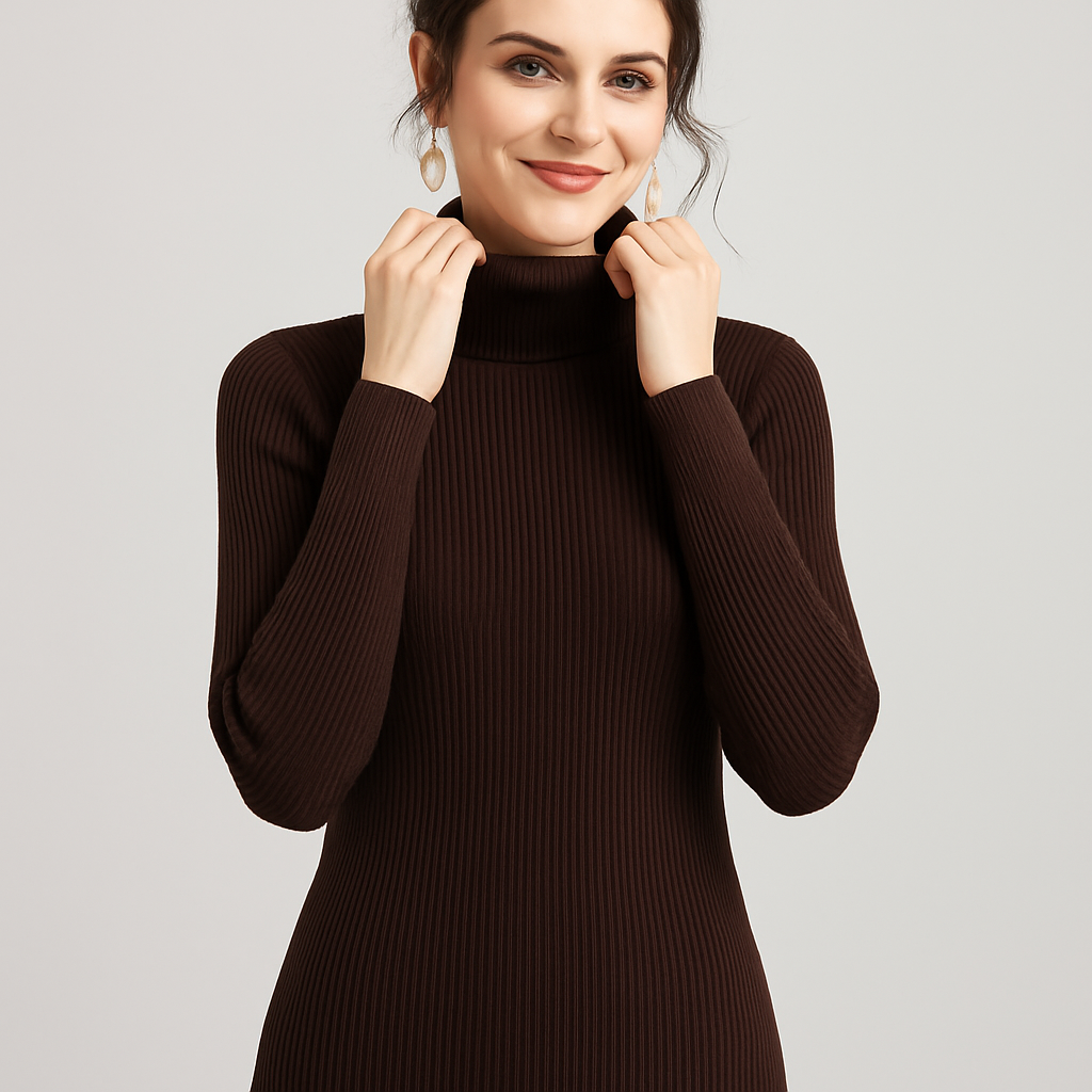 Women's Ribbed Slim-Fit Jumper with Roll Neck - photo 8