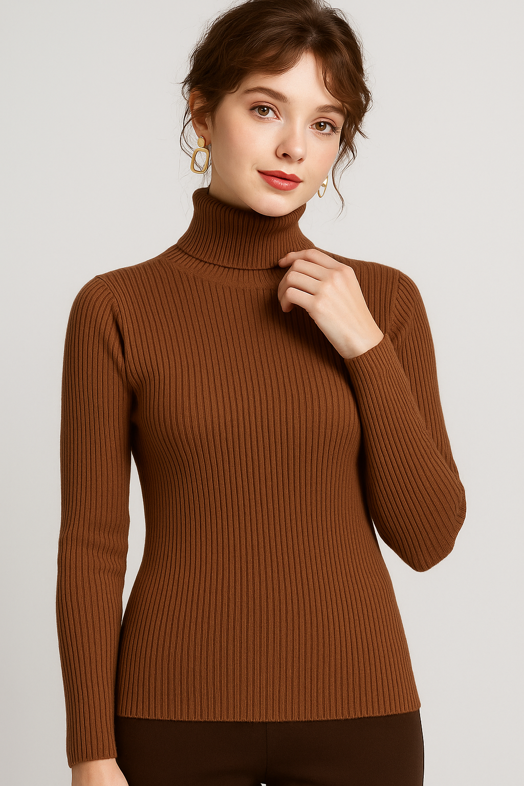 Women's Ribbed Slim-Fit Jumper with Roll Neck - photo 9