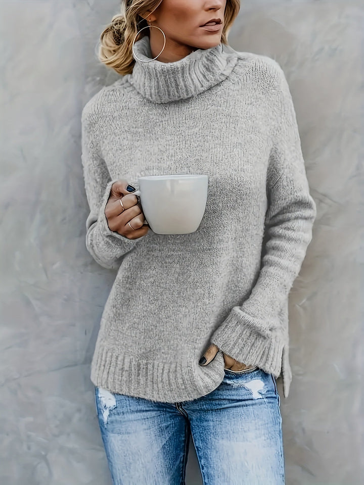 Women's Roll Neck Jumper with Split Hem - photo 1