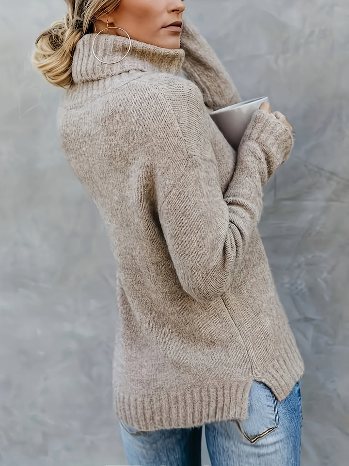 Women's Roll Neck Jumper with Split Hem - photo 10