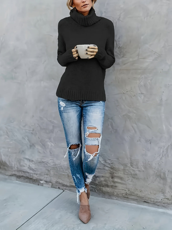Women's Roll Neck Jumper with Split Hem - photo 11