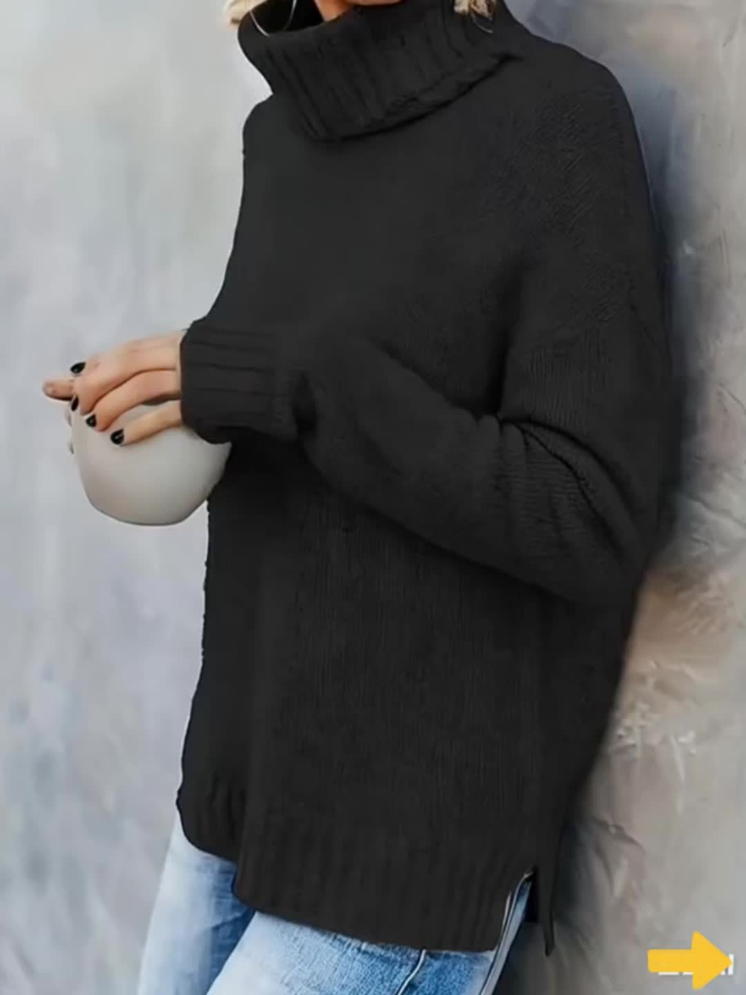 Women's Roll Neck Jumper with Split Hem - photo 12