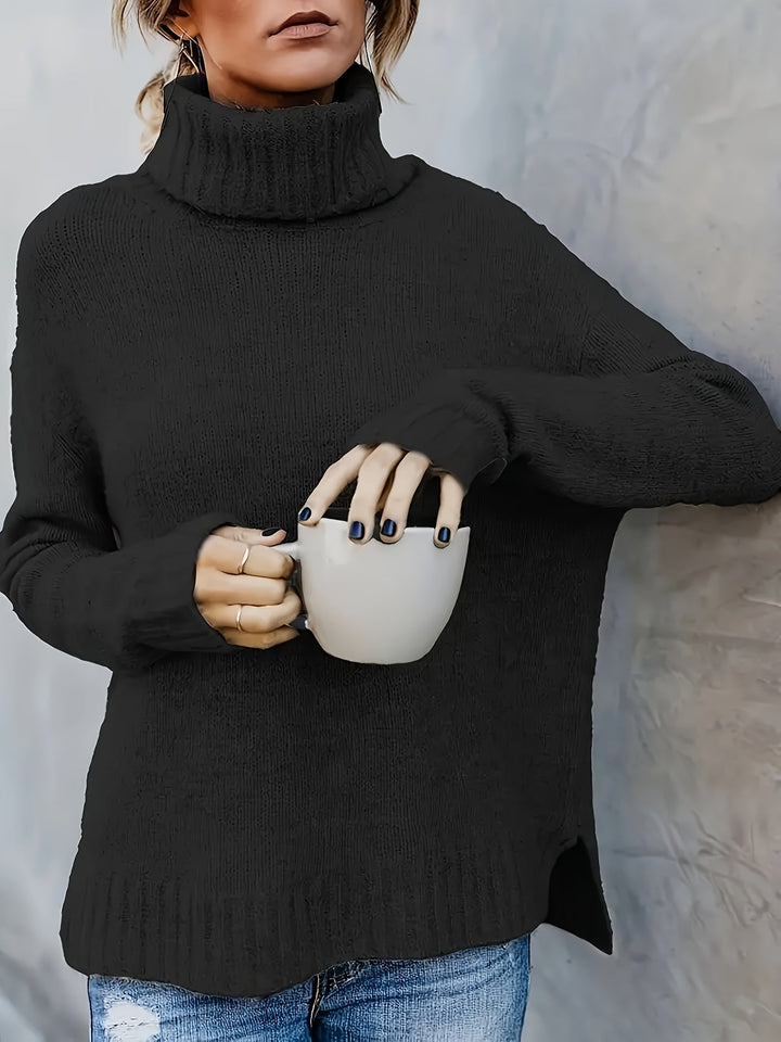 Women's Roll Neck Jumper with Split Hem - photo 2