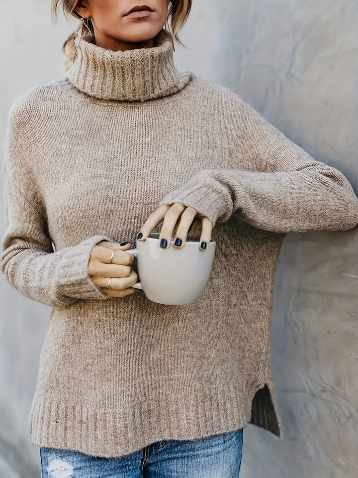 Women's Roll Neck Jumper with Split Hem - photo 3