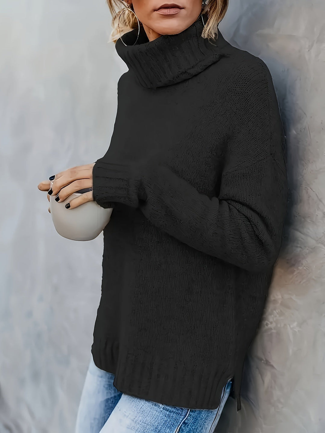 Women's Roll Neck Jumper with Split Hem - photo 5