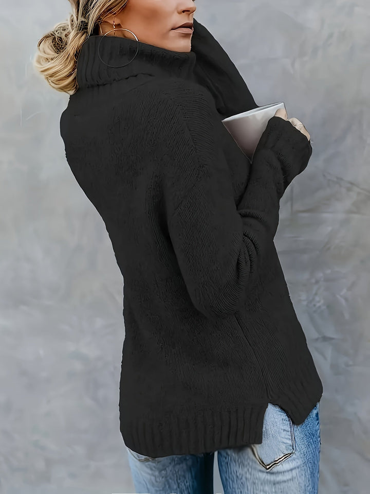 Women's Roll Neck Jumper with Split Hem - photo 8
