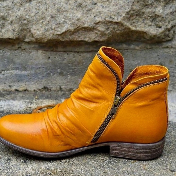Women's Ruched Leather Side-zip Ankle Boots - photo 2