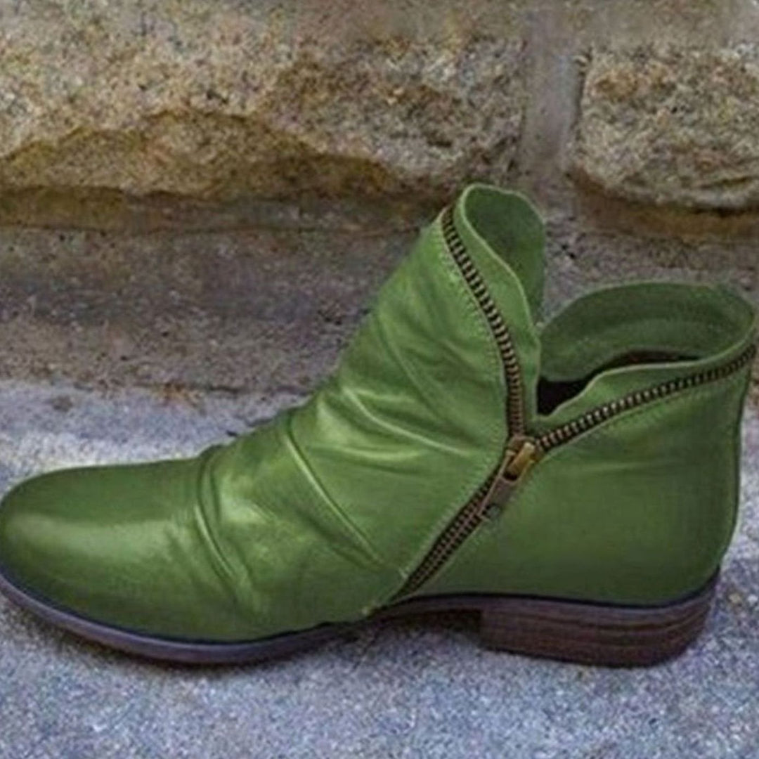 Women's Ruched Leather Side-zip Ankle Boots - photo 6