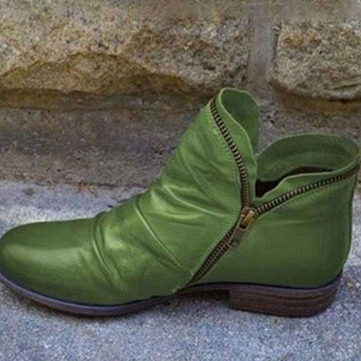 Women's Ruched Leather Side-zip Ankle Boots - photo 6