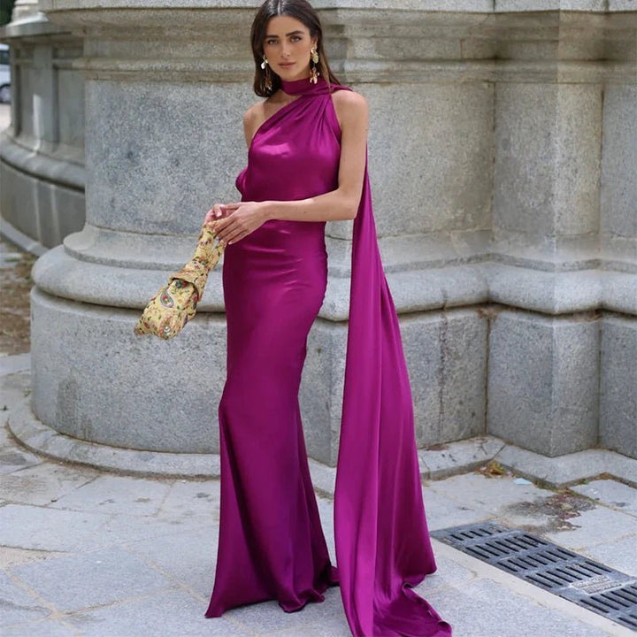Women's Satin Halter Neck Dress - photo 4