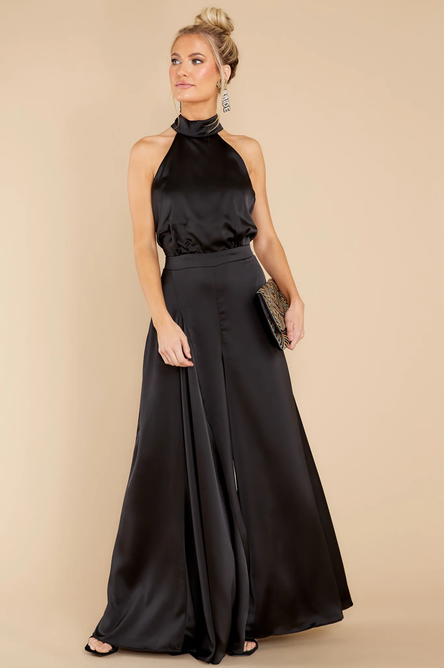 Women's Satin Halter Wide-Leg Jumpsuit - photo 1