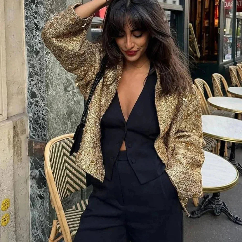 Women's Sequin Blazer with Tailored Cut - photo 2