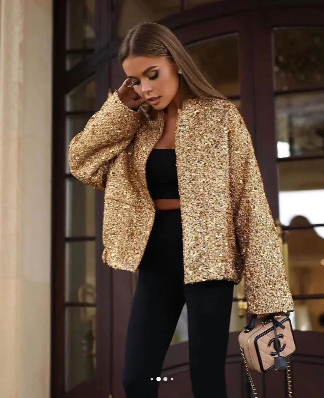 Women's Sequin Blazer with Tailored Cut - photo 4