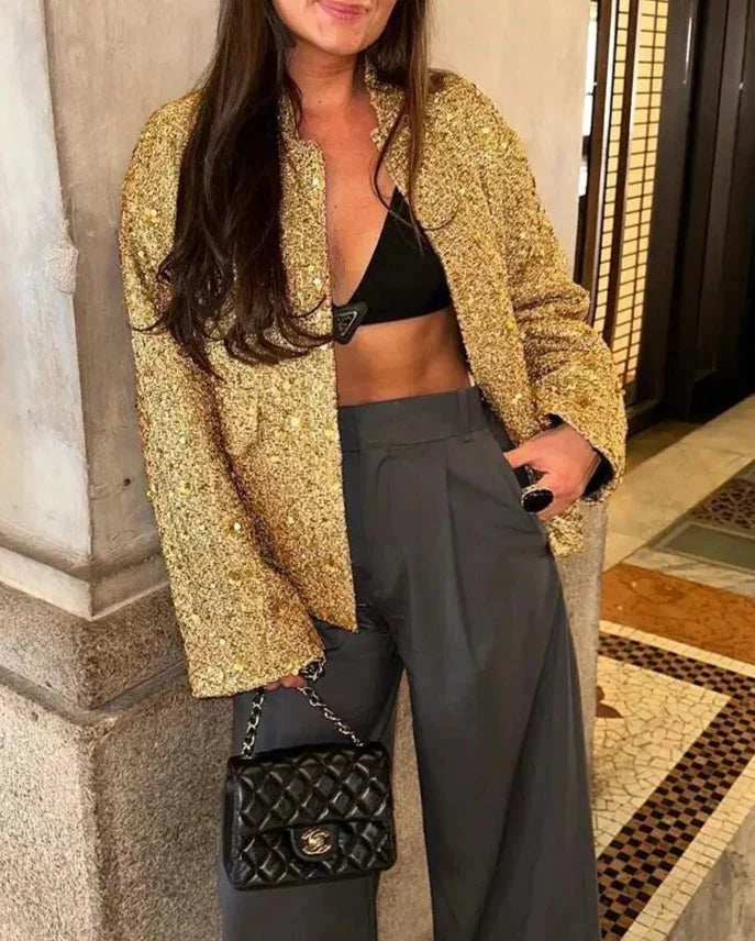 Women's Sequin Blazer with Tailored Cut - photo 5